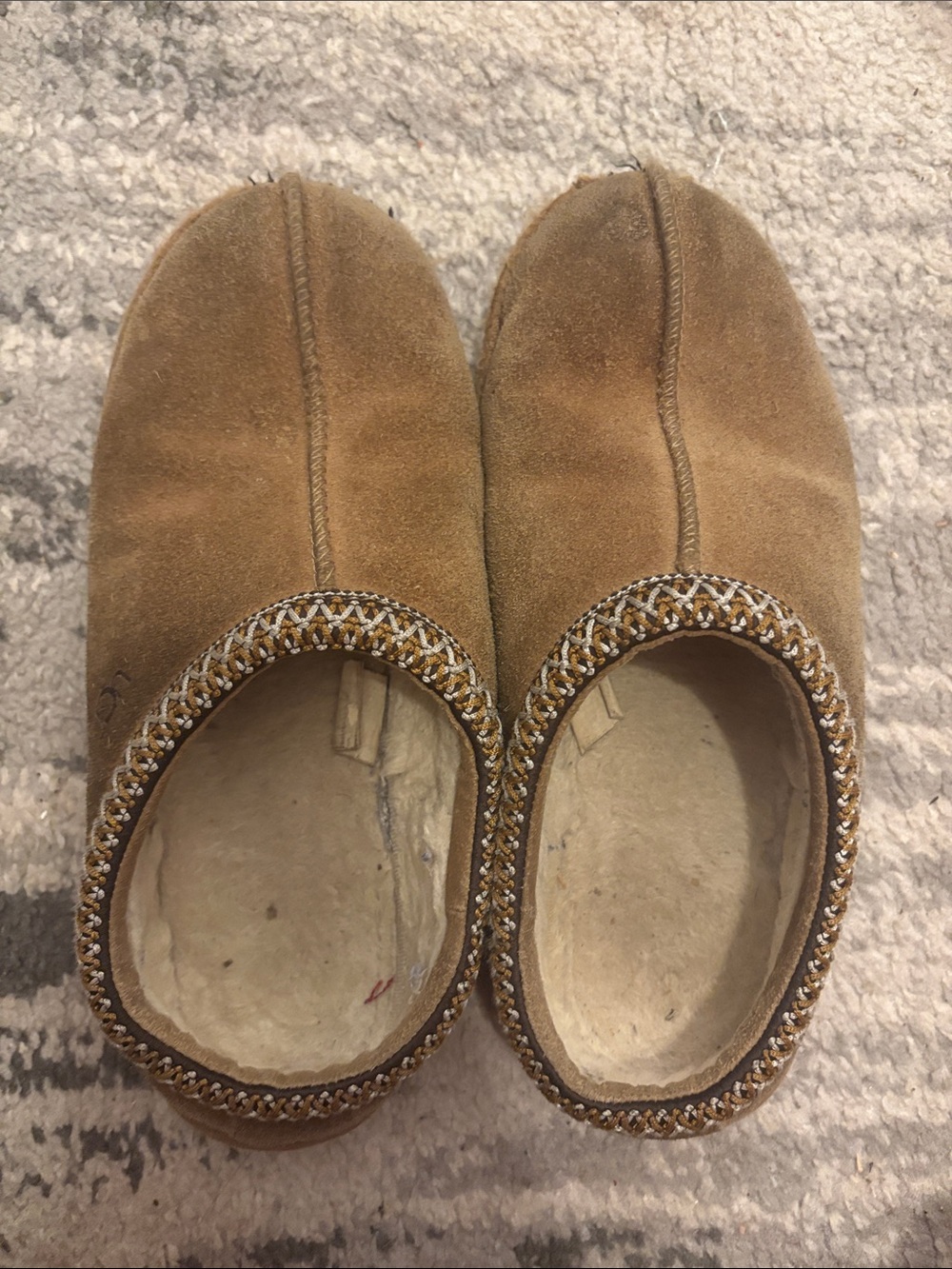 UGG Women's Chestnut Suede Slip-On Ballet Flats with Braided Trim